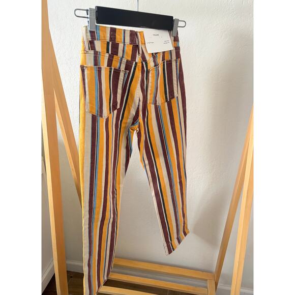 FRAME Denim Striped Le High Straight Cropped Jeans $240 Size 25 High Waist NWT - Picture 6 of 6